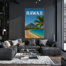 Hawaii Vintage Beach Scenic Travel Poster PosterGoat