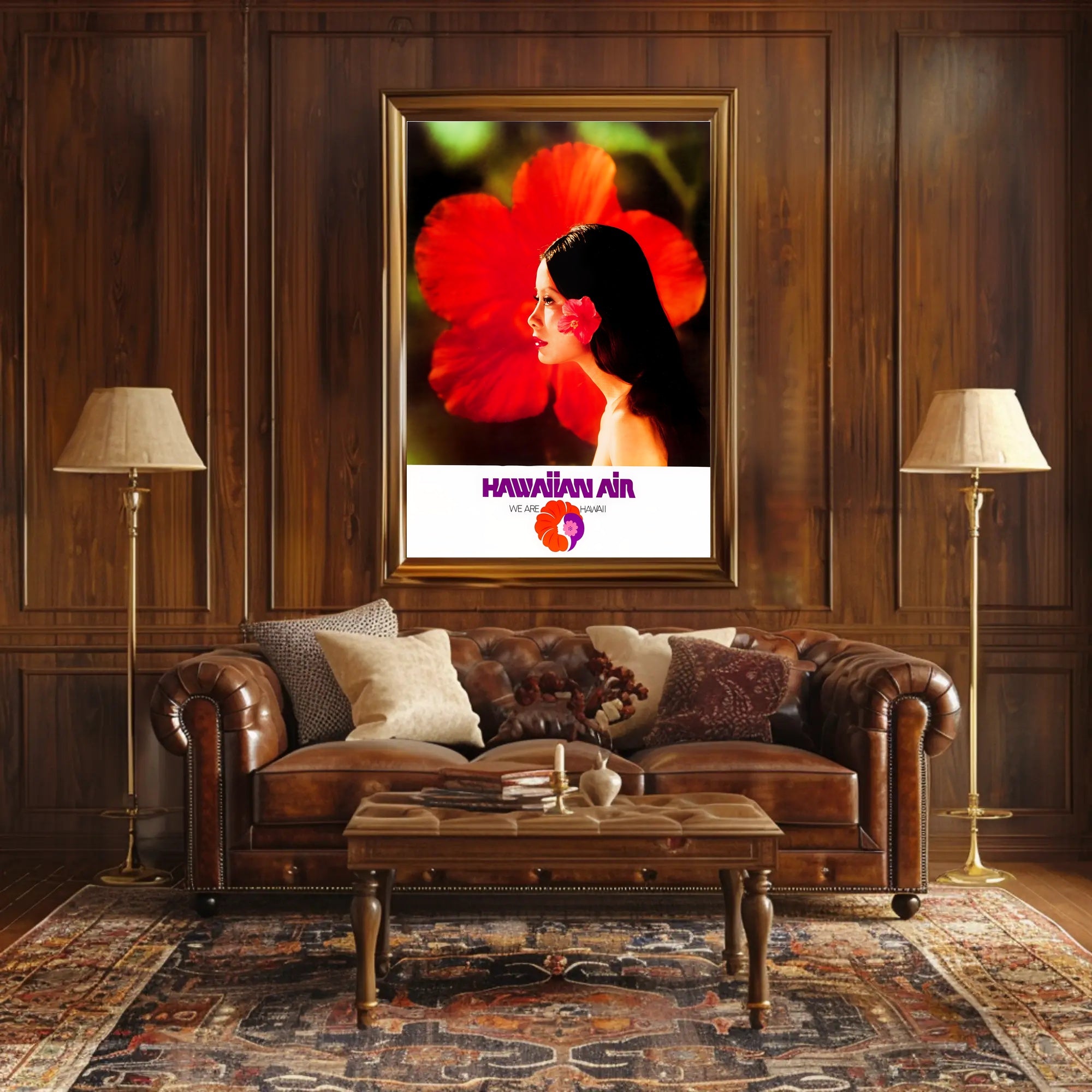 Hawaiian Air Travel Poster with Tropical Paradise Design PosterGoat