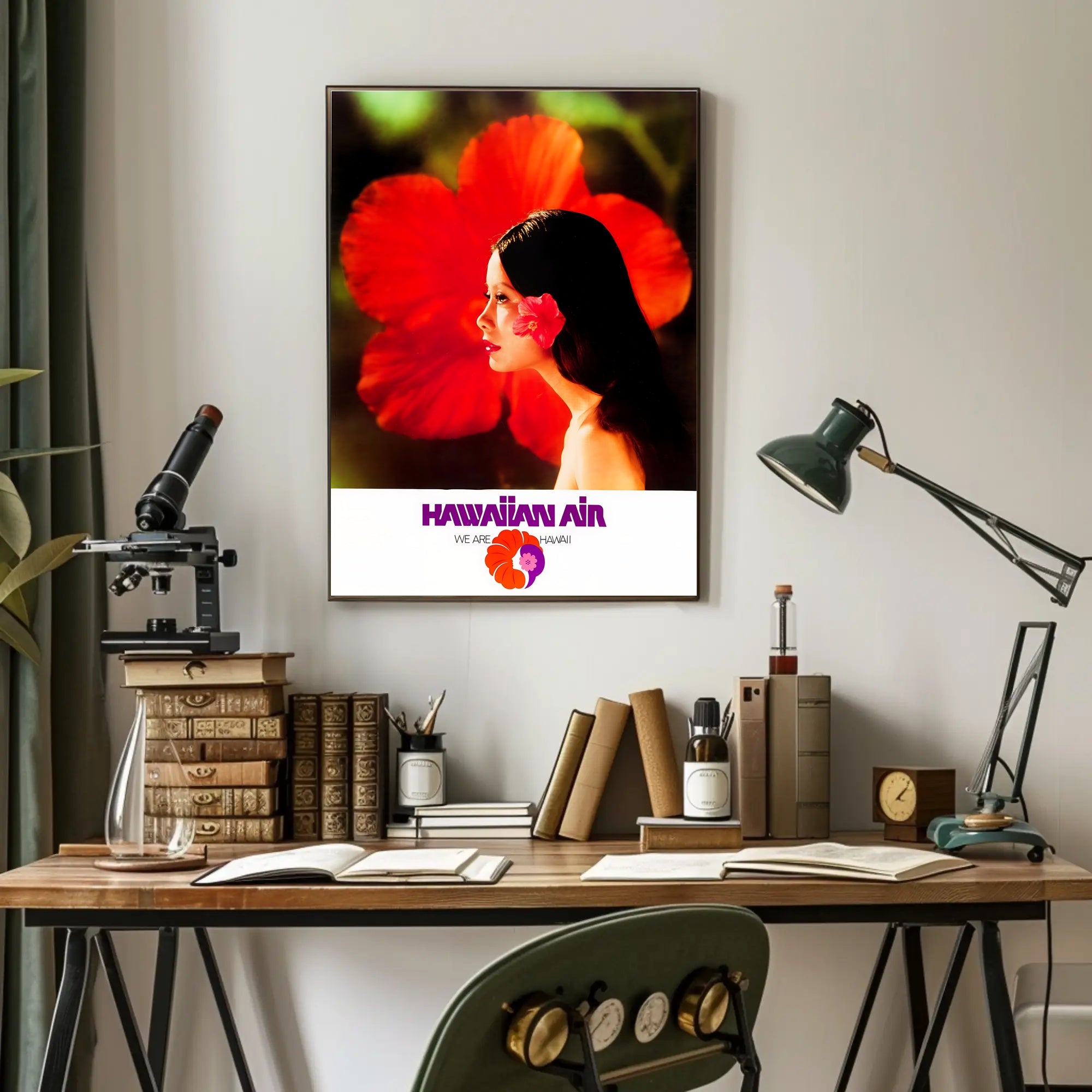 Hawaiian Air Travel Poster with Tropical Paradise Design PosterGoat