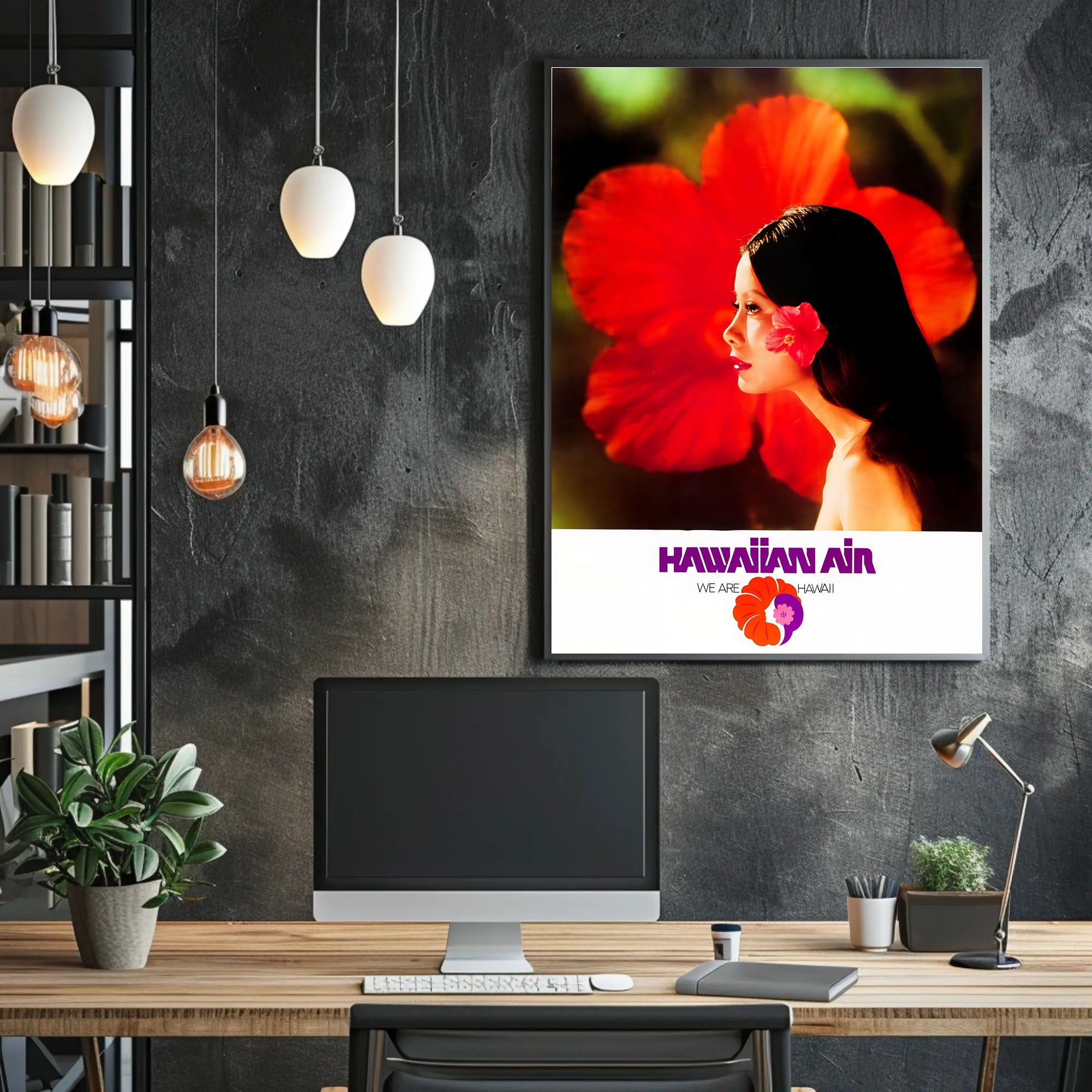 Hawaiian Air Travel Poster with Tropical Paradise Design PosterGoat