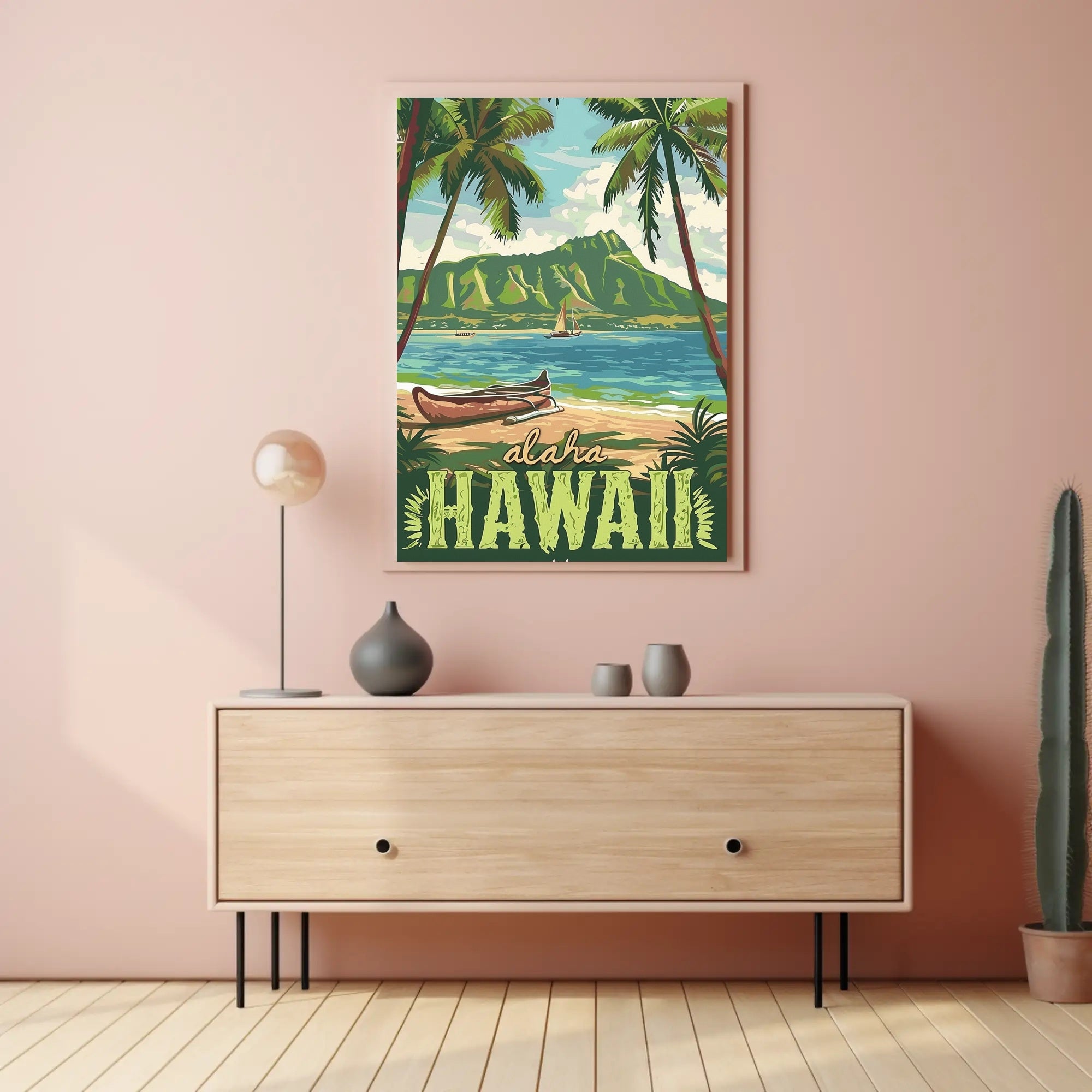 Hawaiian Beach Vintage Travel Poster PosterGoat