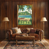 Hawaiian Beach Vintage Travel Poster PosterGoat