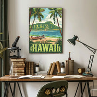 Hawaiian Beach Vintage Travel Poster PosterGoat