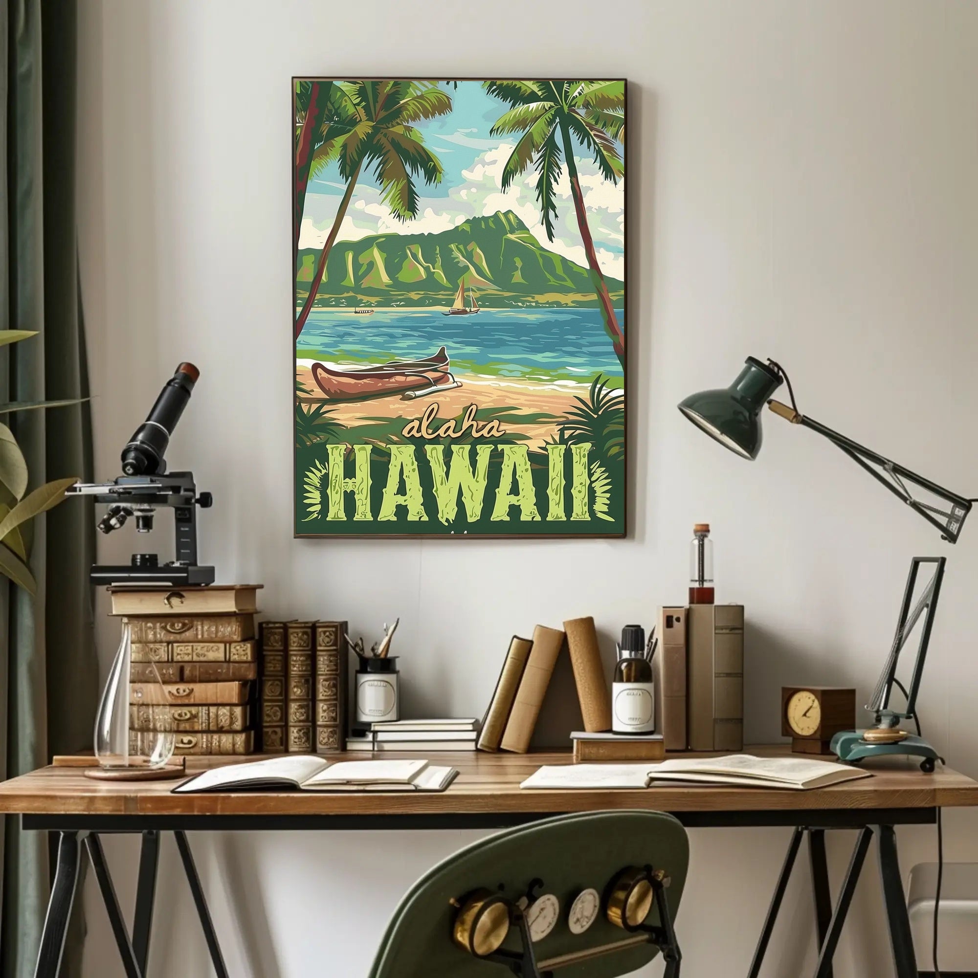 Hawaiian Beach Vintage Travel Poster PosterGoat
