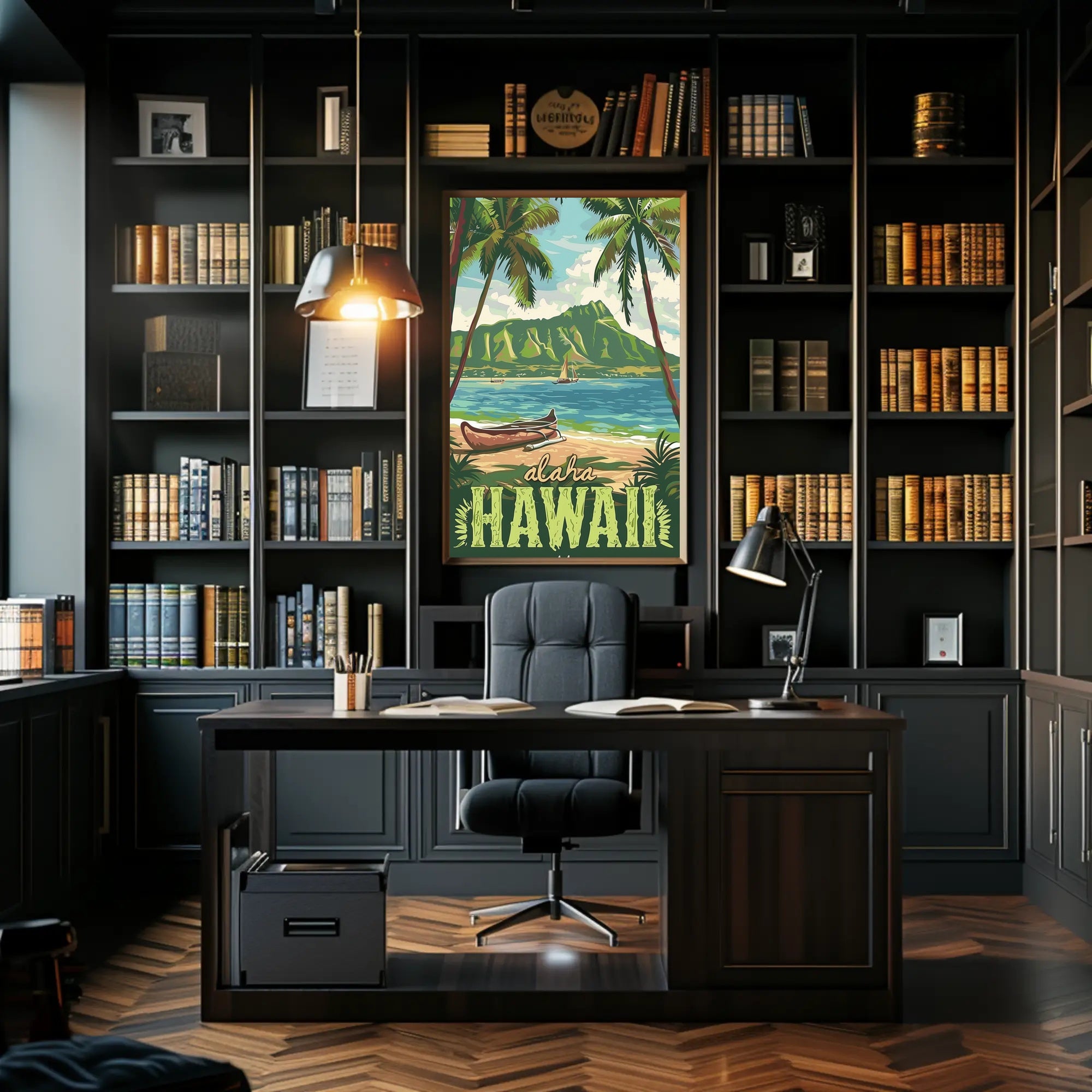 Hawaiian Beach Vintage Travel Poster PosterGoat