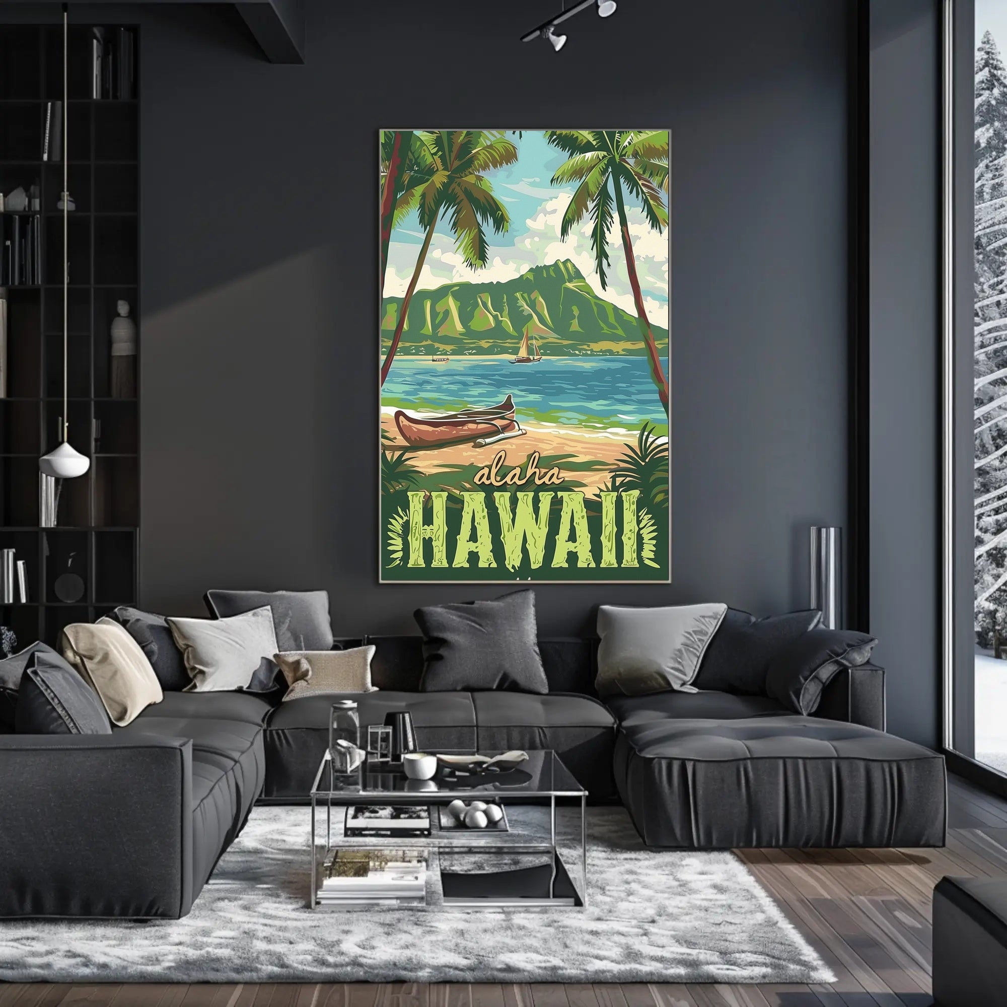 Hawaiian Beach Vintage Travel Poster PosterGoat