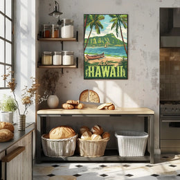 Hawaiian Beach Vintage Travel Poster PosterGoat