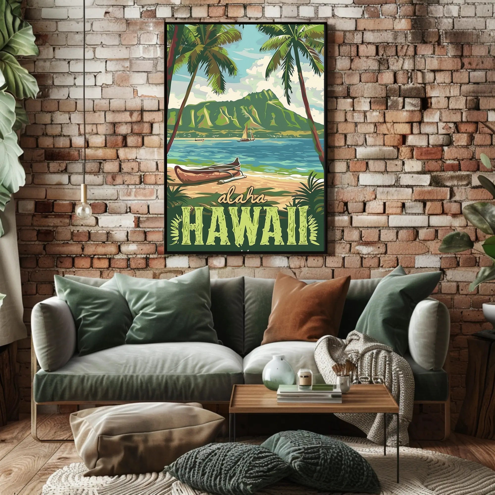 Hawaiian Beach Vintage Travel Poster PosterGoat