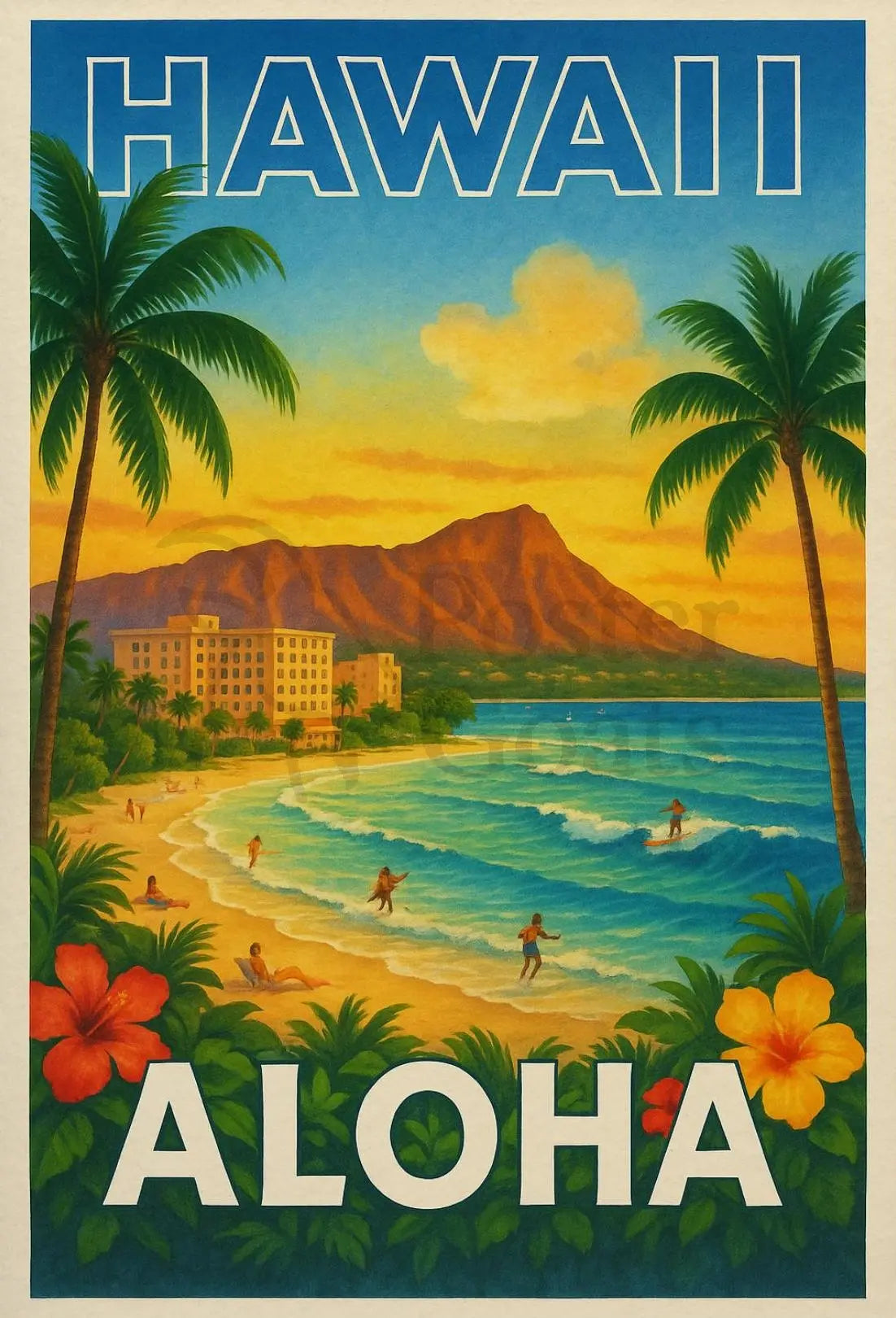Hawaiian Tropical Paradise Vintage Travel Poster PosterGoat