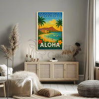 Hawaiian Tropical Paradise Vintage Travel Poster PosterGoat