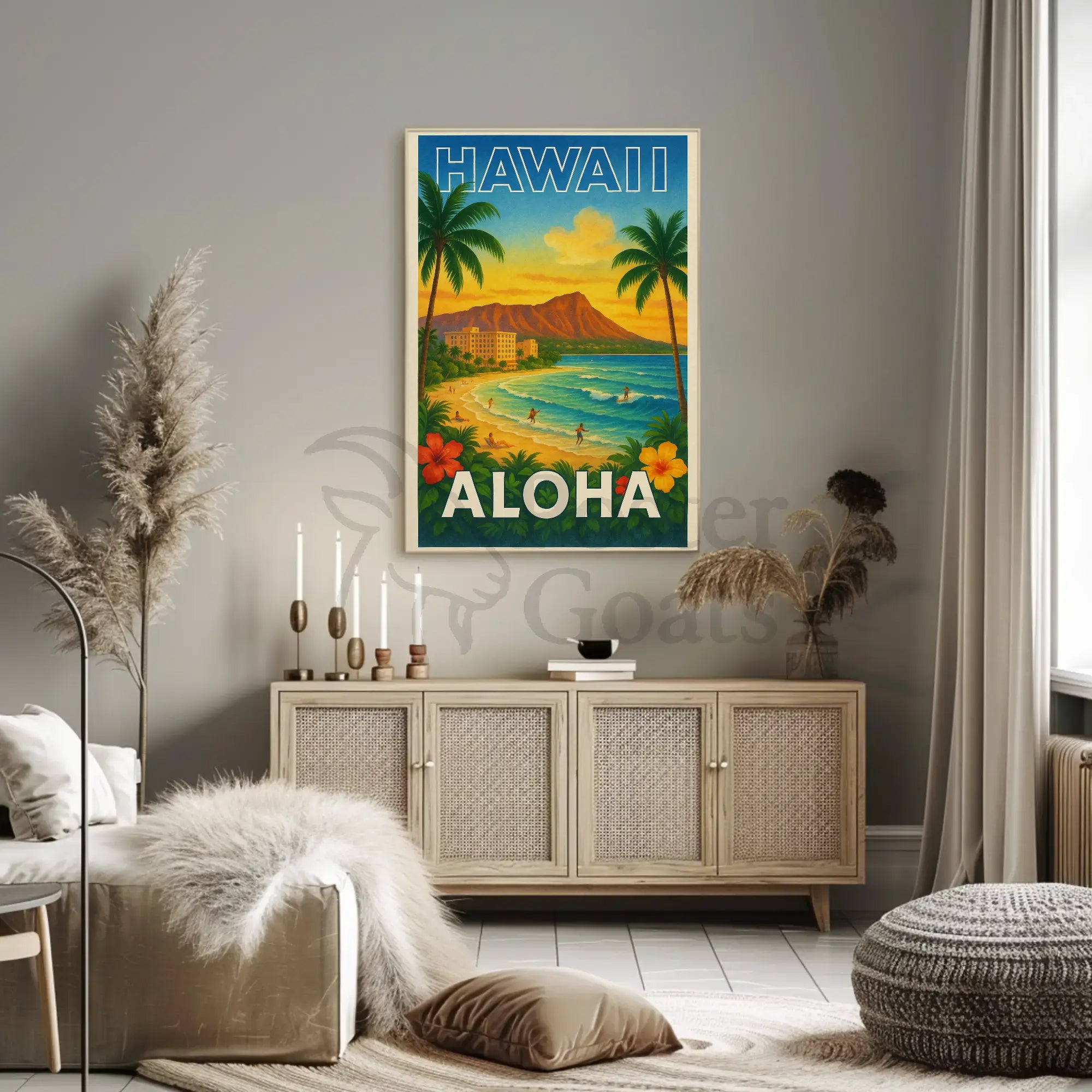 Hawaiian Tropical Paradise Vintage Travel Poster PosterGoat