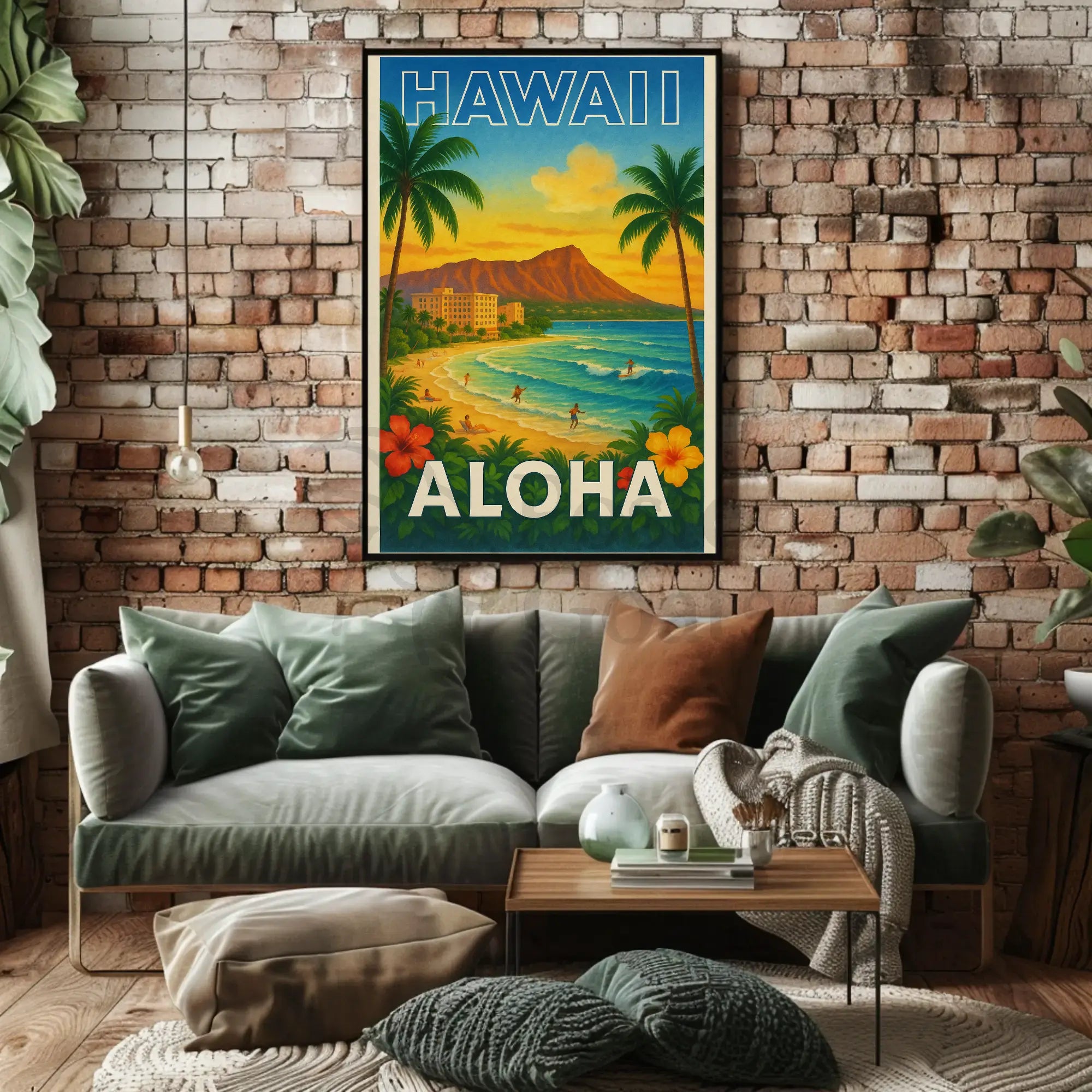 Hawaiian Tropical Paradise Vintage Travel Poster PosterGoat