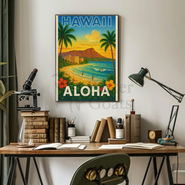 Hawaiian Tropical Paradise Vintage Travel Poster PosterGoat