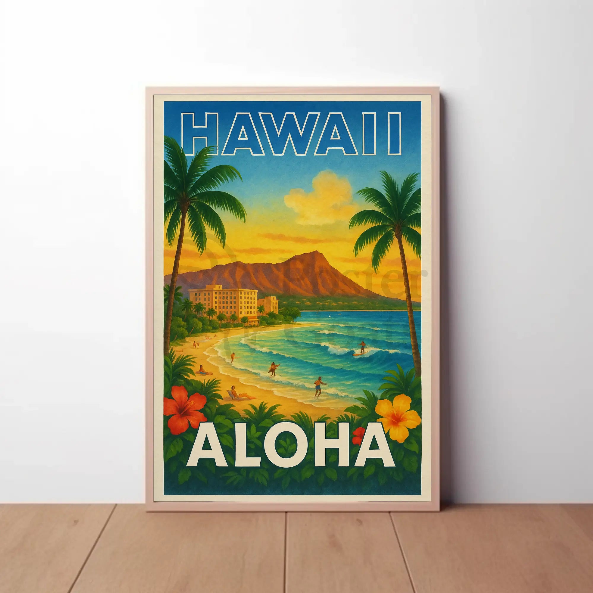Hawaiian Tropical Paradise Vintage Travel Poster PosterGoat