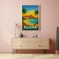 Hawaiian Tropical Paradise Vintage Travel Poster PosterGoat