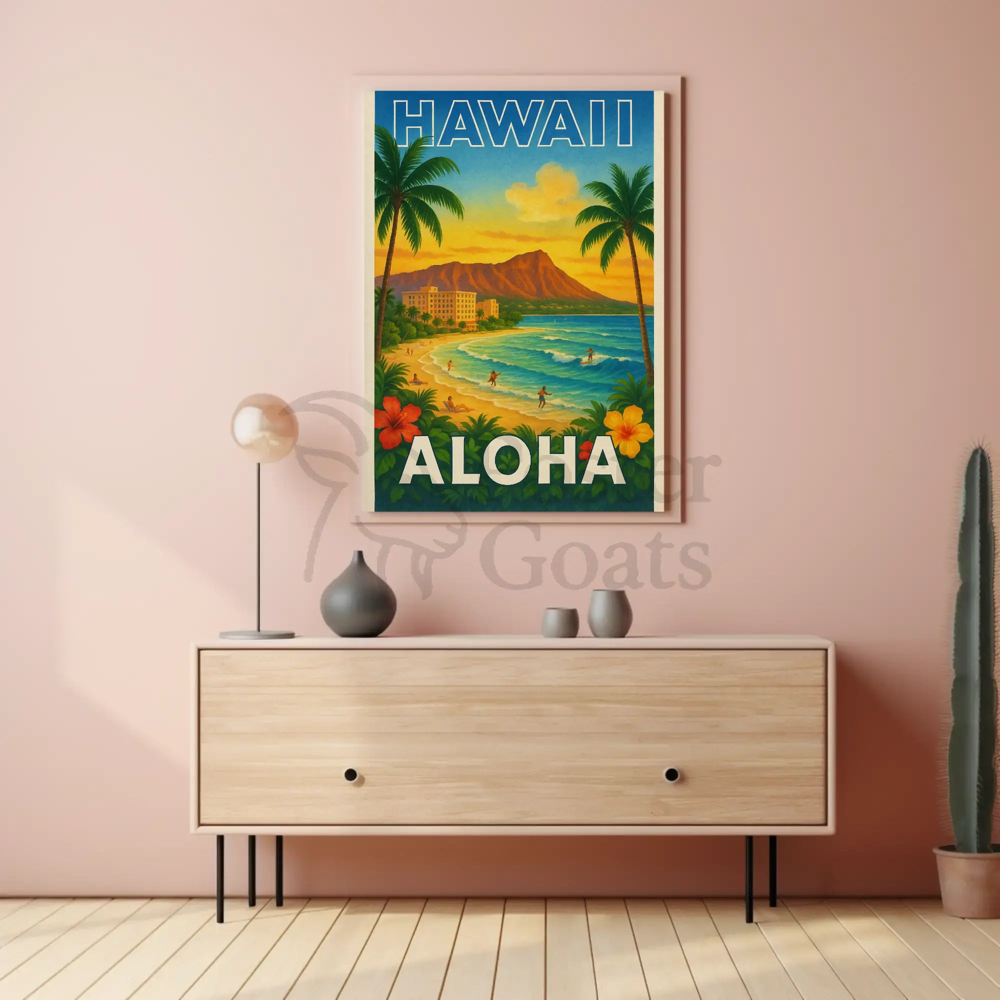 Hawaiian Tropical Paradise Vintage Travel Poster PosterGoat