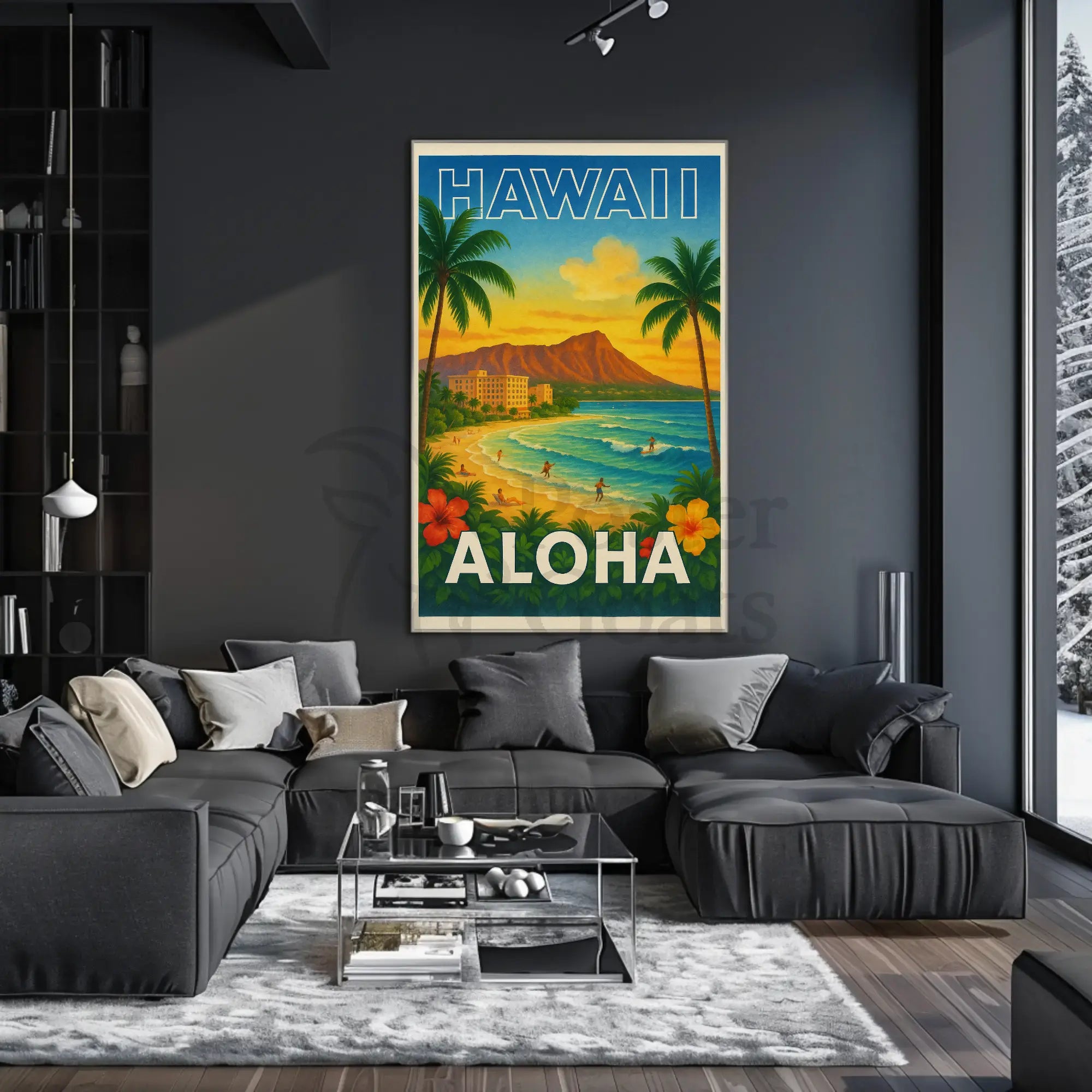 Hawaiian Tropical Paradise Vintage Travel Poster PosterGoat