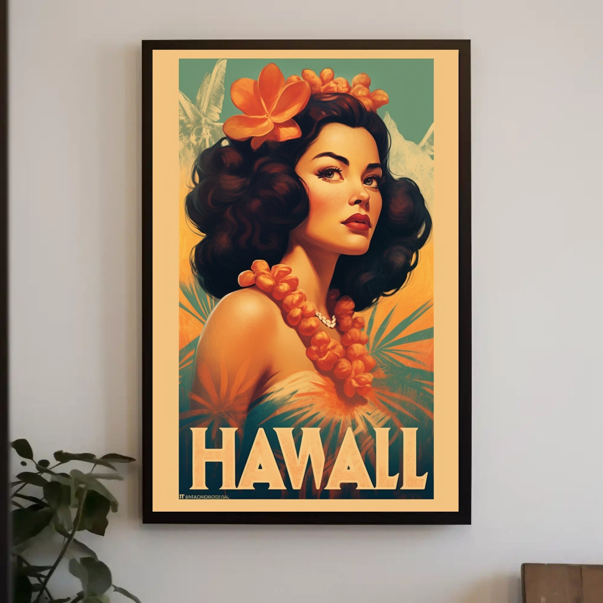 Hawaiian Vintage Woman Illustration Travel Poster PosterGoat