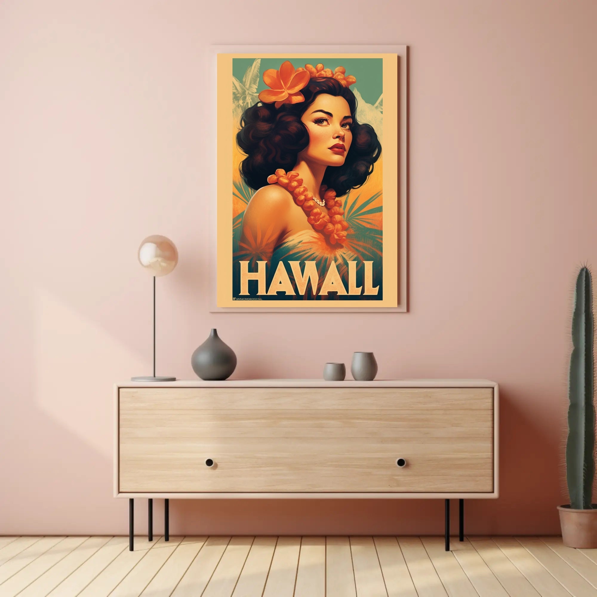 Hawaiian Vintage Woman Illustration Travel Poster PosterGoat