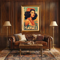 Hawaiian Vintage Woman Illustration Travel Poster PosterGoat