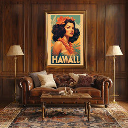 Hawaiian Vintage Woman Illustration Travel Poster PosterGoat