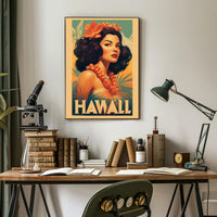 Hawaiian Vintage Woman Illustration Travel Poster PosterGoat