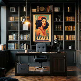 Hawaiian Vintage Woman Illustration Travel Poster PosterGoat