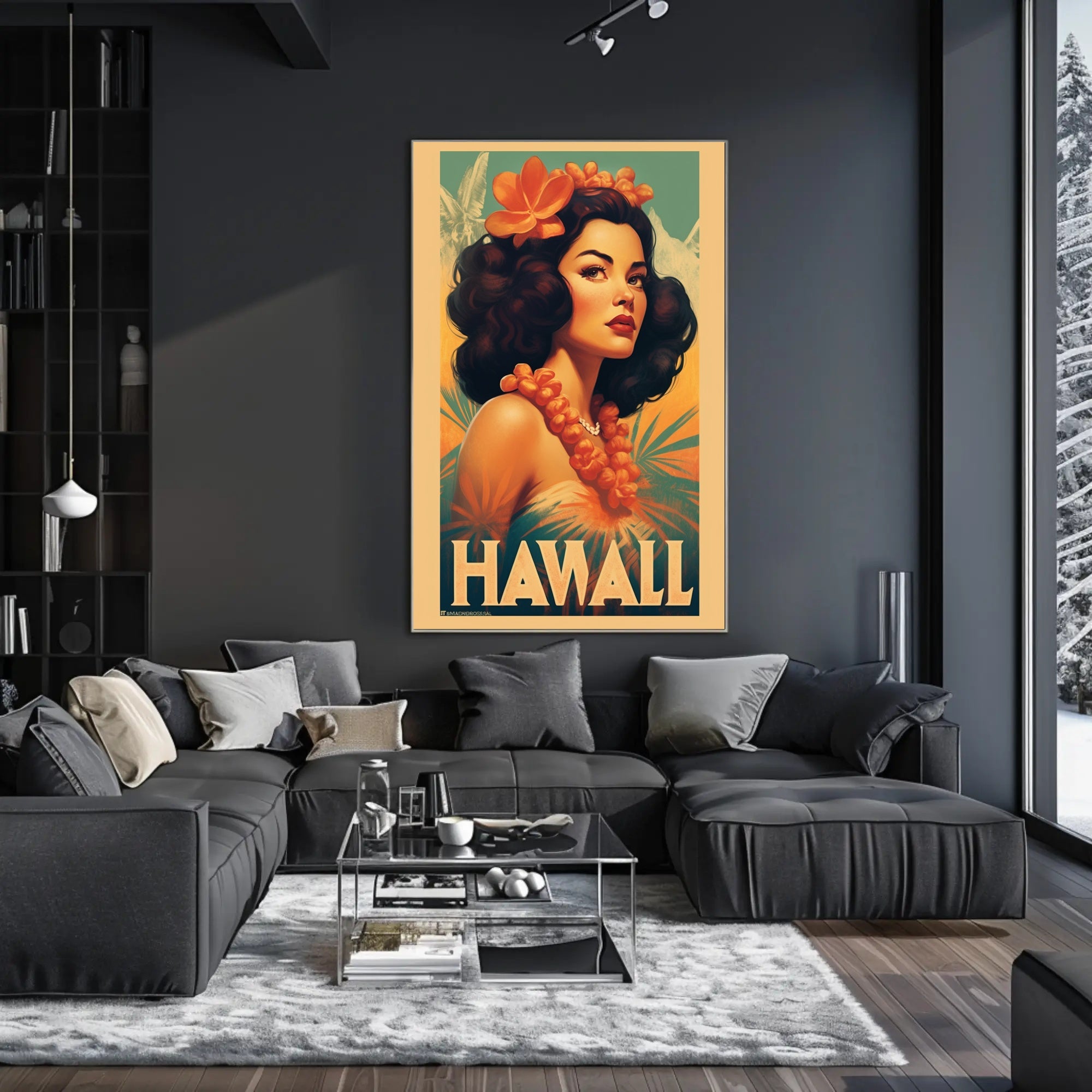 Hawaiian Vintage Woman Illustration Travel Poster PosterGoat