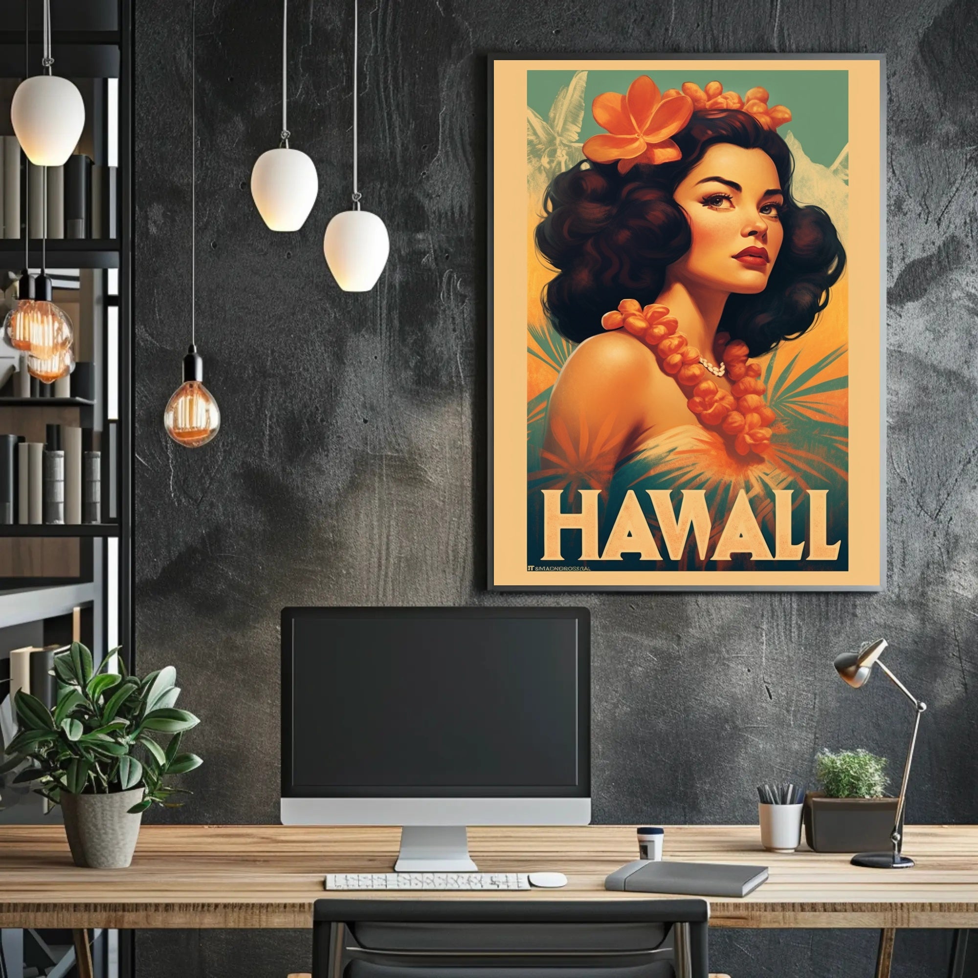 Hawaiian Vintage Woman Illustration Travel Poster PosterGoat