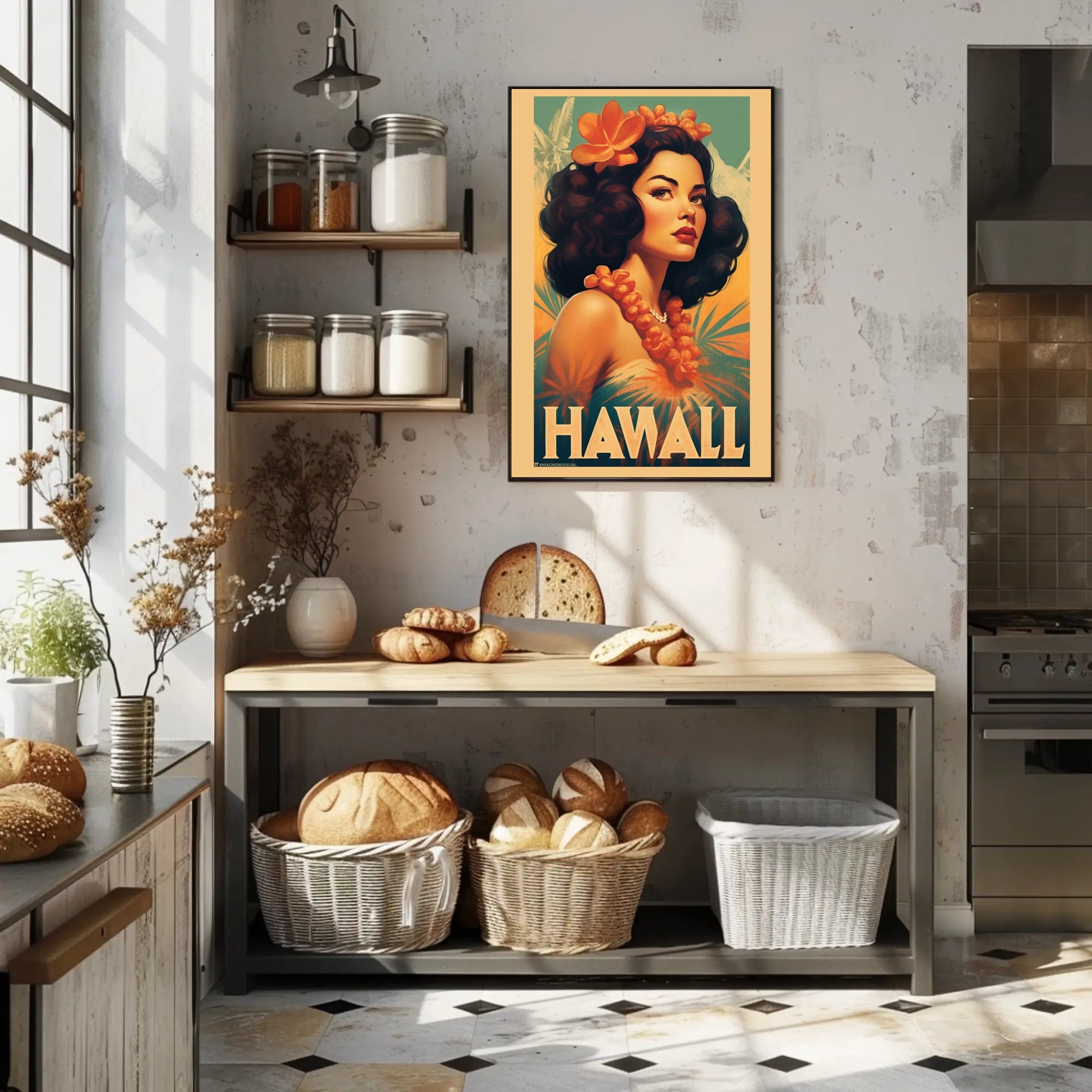 Hawaiian Vintage Woman Illustration Travel Poster PosterGoat