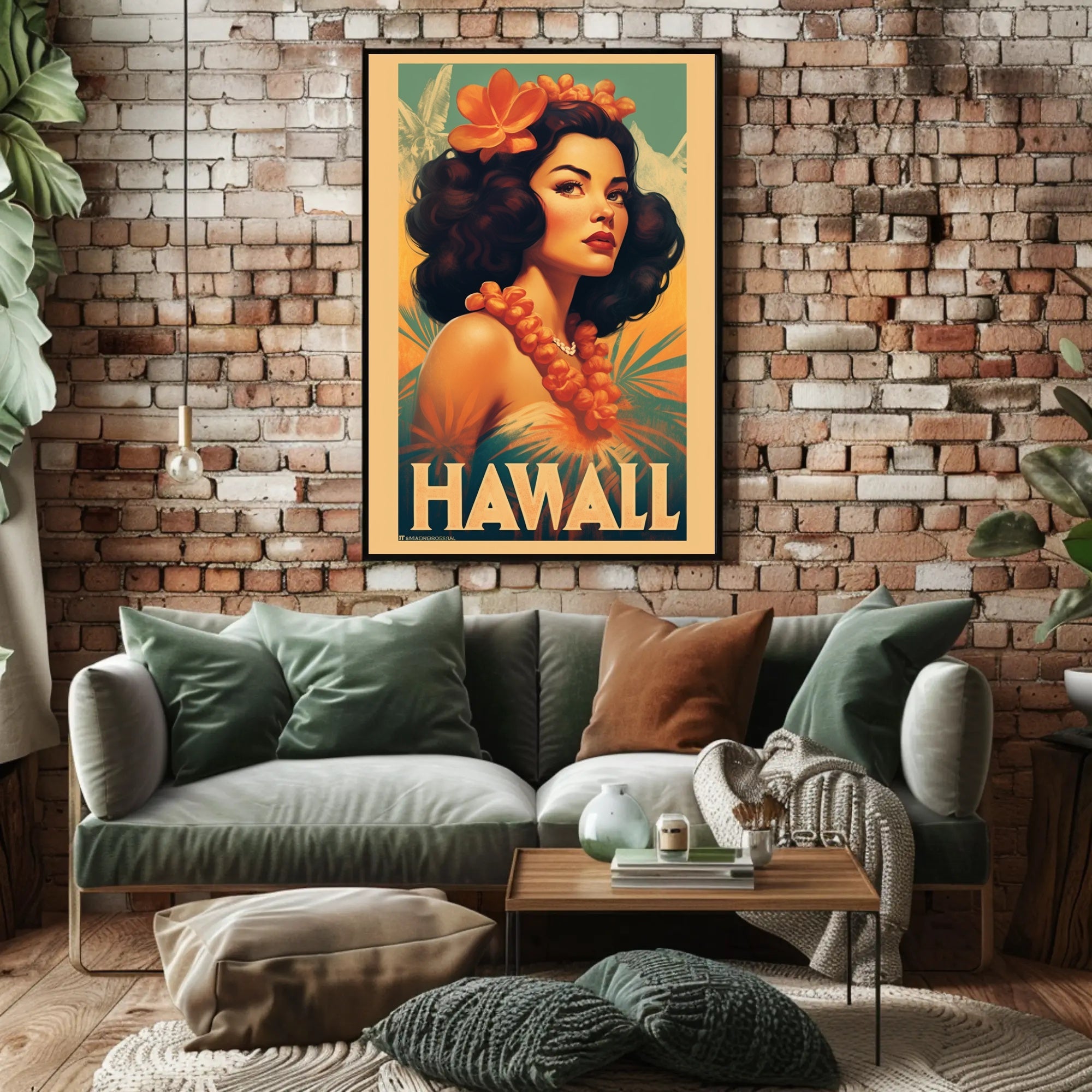 Hawaiian Vintage Woman Illustration Travel Poster PosterGoat