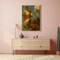 Heavenly Basketball Showdown Dramatic Sports Poster PosterGoat