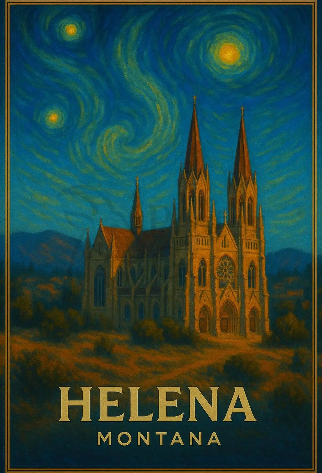 Helena Gothic Architecture Artistic Travel Poster PosterGoat