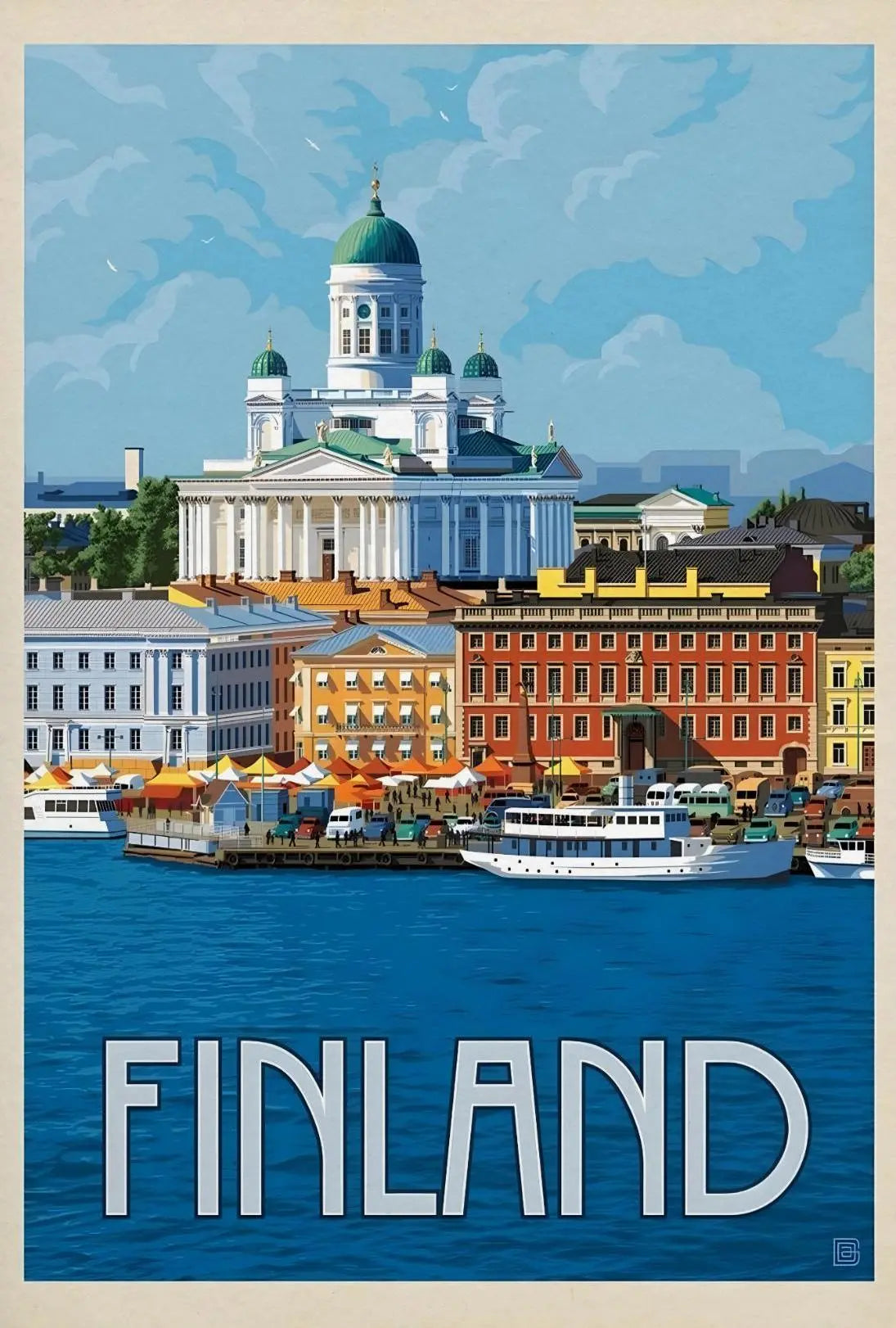 Helsinki Cathedral Finland Vintage  Style Poster PosterGoat