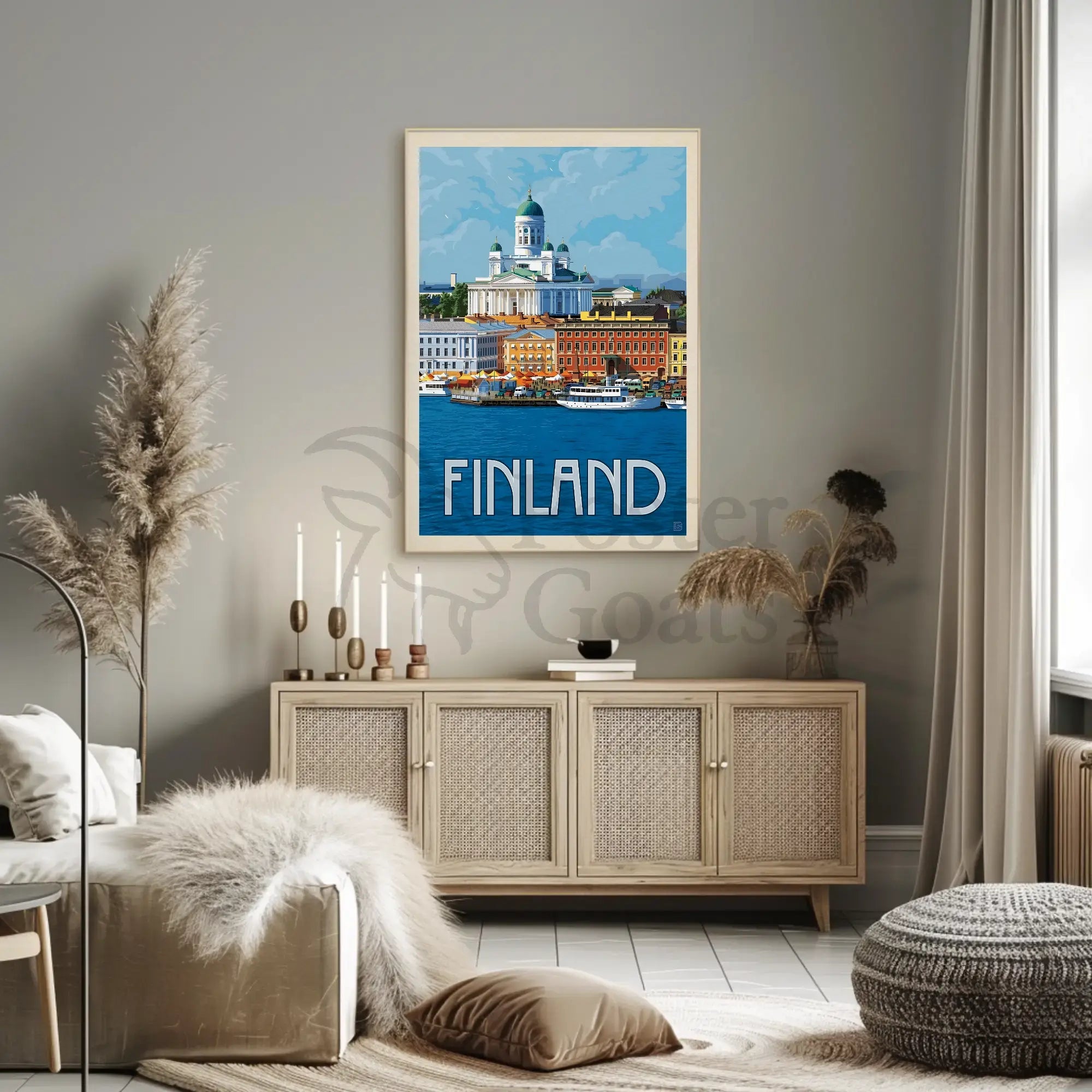 Helsinki Cathedral Finland Vintage  Style Poster PosterGoat