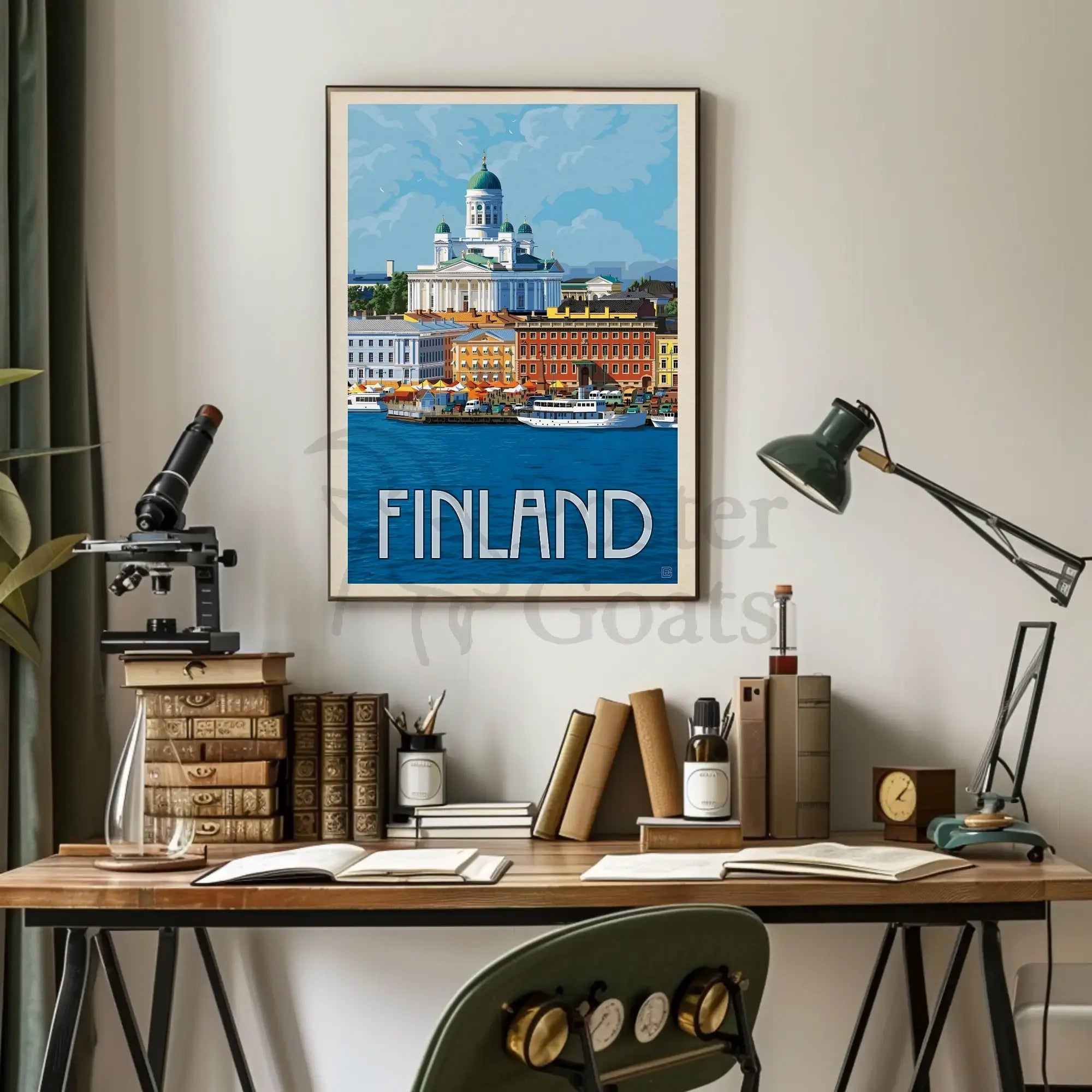 Helsinki Cathedral Finland Vintage  Style Poster PosterGoat