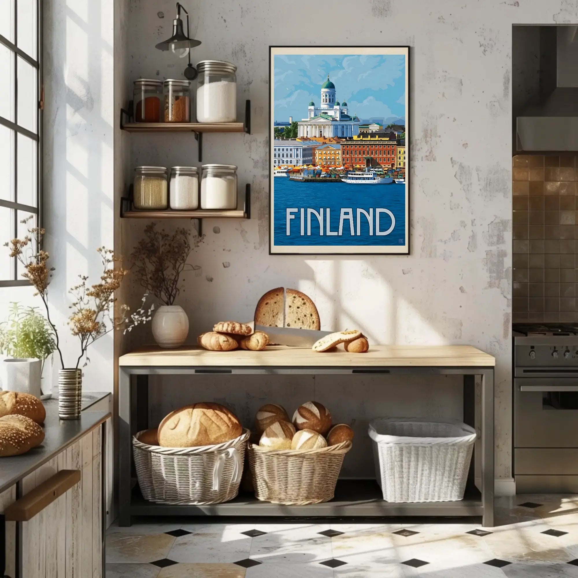 Helsinki Cathedral Finland Vintage  Style Poster PosterGoat