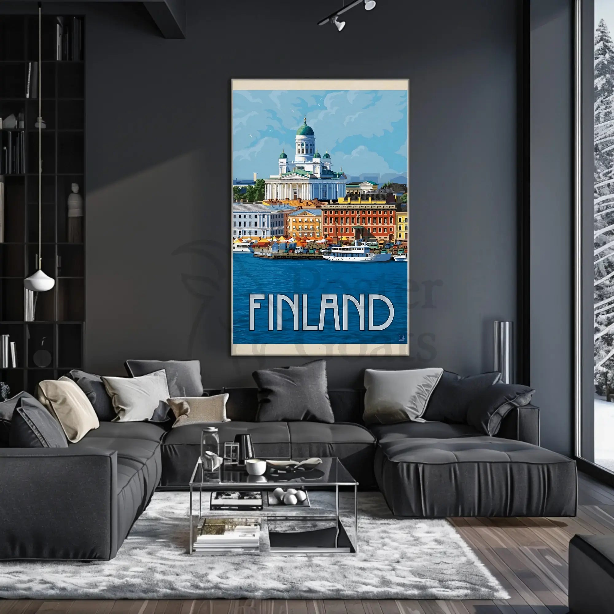 Helsinki Cathedral Finland Vintage  Style Poster PosterGoat