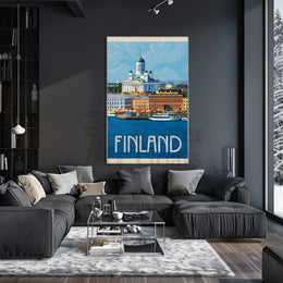 Helsinki Cathedral Finland Vintage  Style Poster PosterGoat