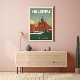 Helsinki Finland Retro Maritime Landmark Travel Poster PosterGoat