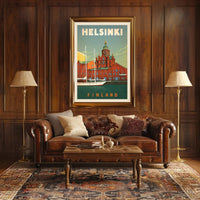 Helsinki Finland Retro Maritime Landmark Travel Poster PosterGoat