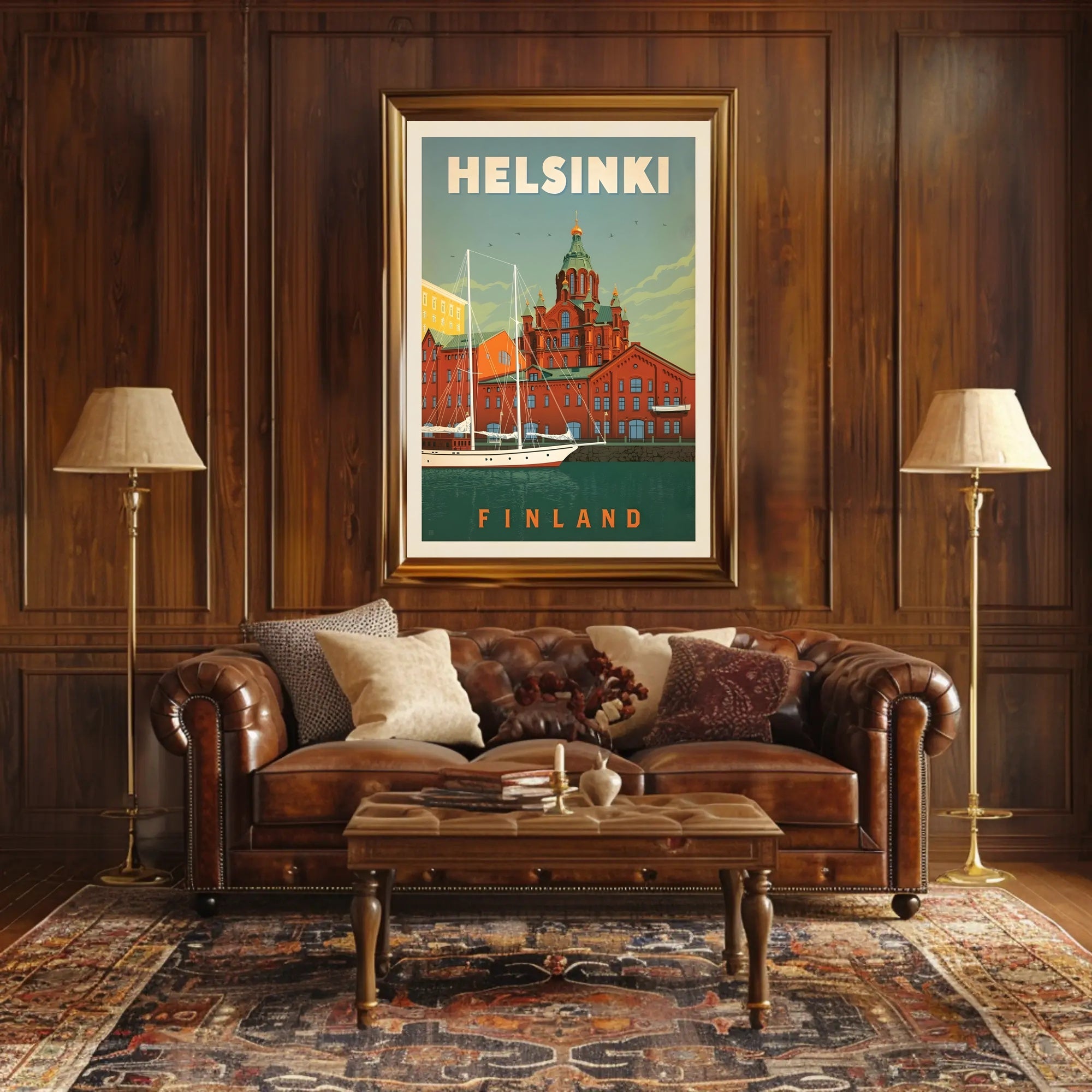 Helsinki Finland Retro Maritime Landmark Travel Poster PosterGoat