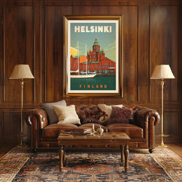 Helsinki Finland Retro Maritime Landmark Travel Poster PosterGoat