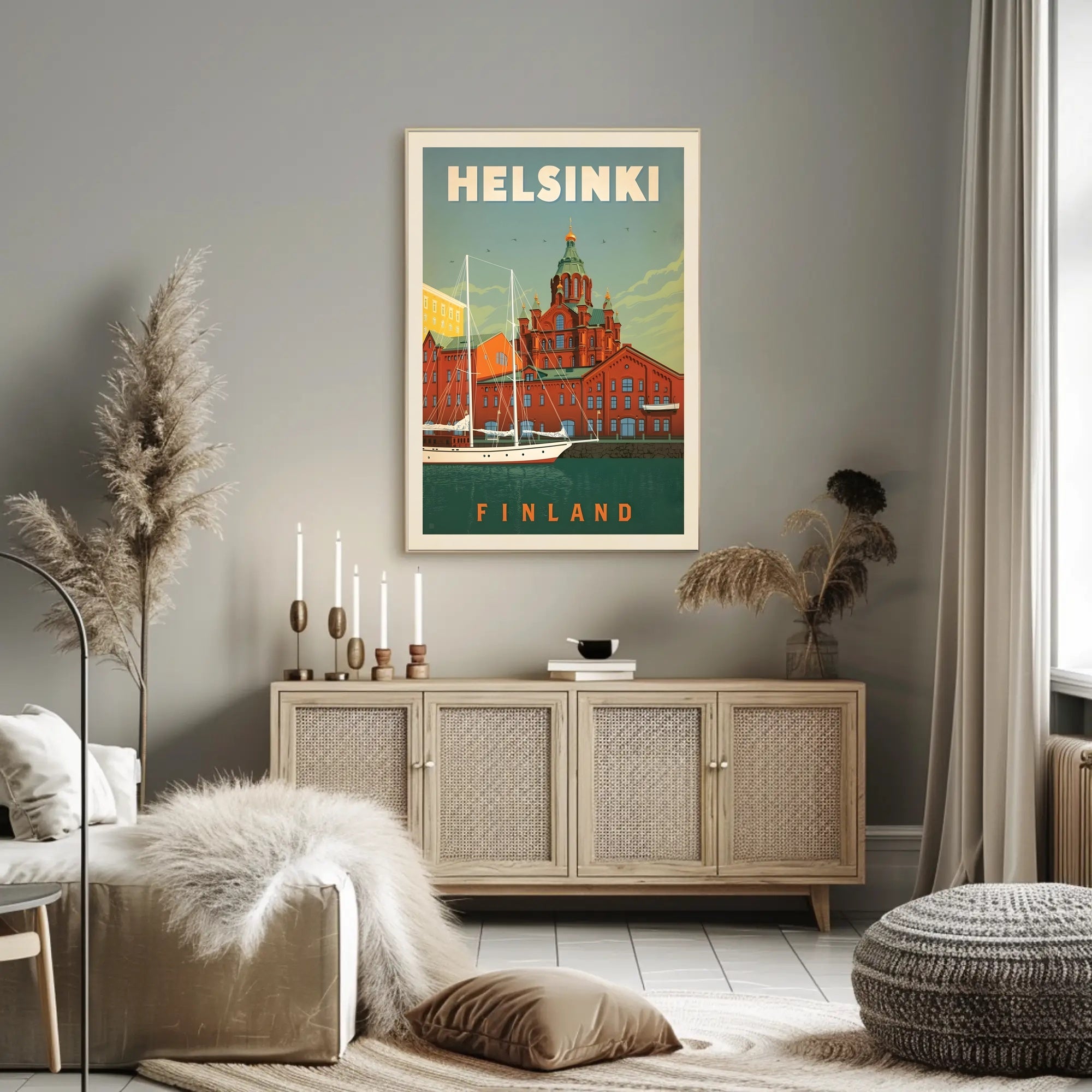 Helsinki Finland Retro Maritime Landmark Travel Poster PosterGoat