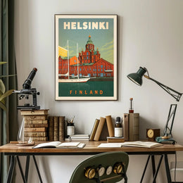 Helsinki Finland Retro Maritime Landmark Travel Poster PosterGoat