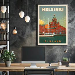 Helsinki Finland Retro Maritime Landmark Travel Poster PosterGoat