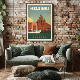 Helsinki Finland Retro Maritime Landmark Travel Poster PosterGoat