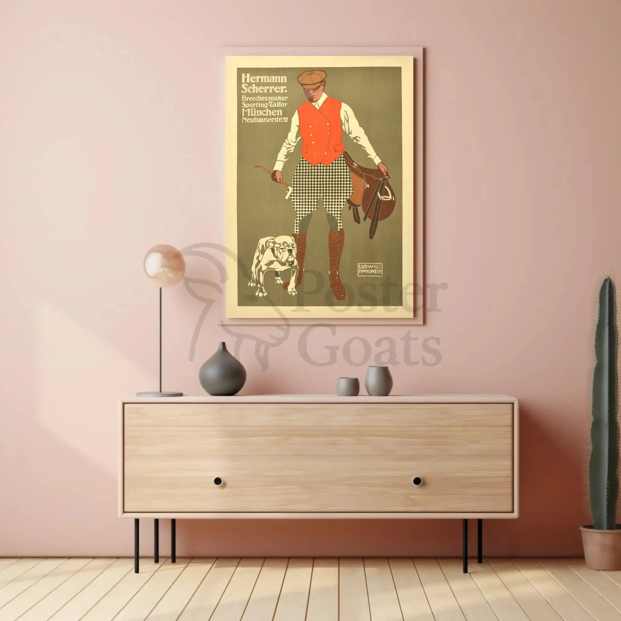 Hermann Scherrer Equestrian Fashion Sporting Tailor Advertisement Poster PosterGoat