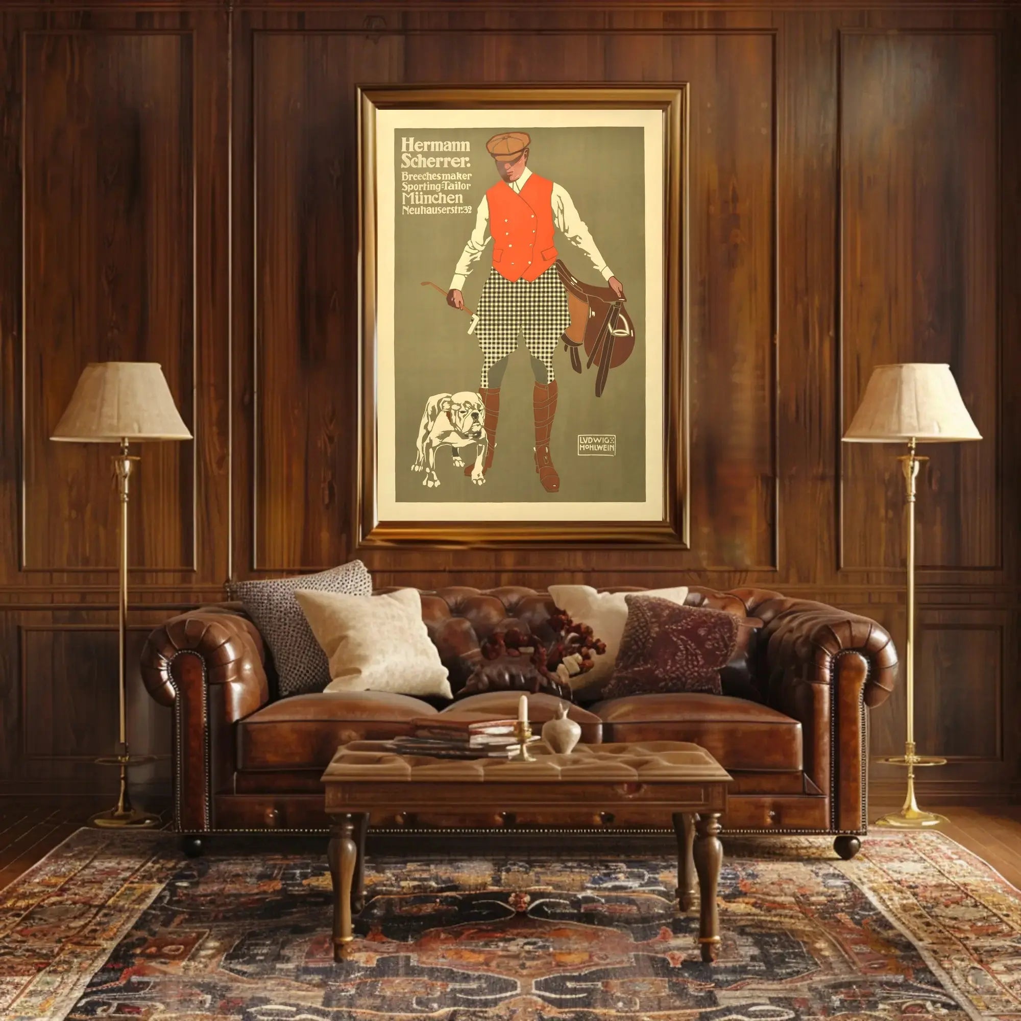 Hermann Scherrer Equestrian Fashion Sporting Tailor Advertisement Poster PosterGoat