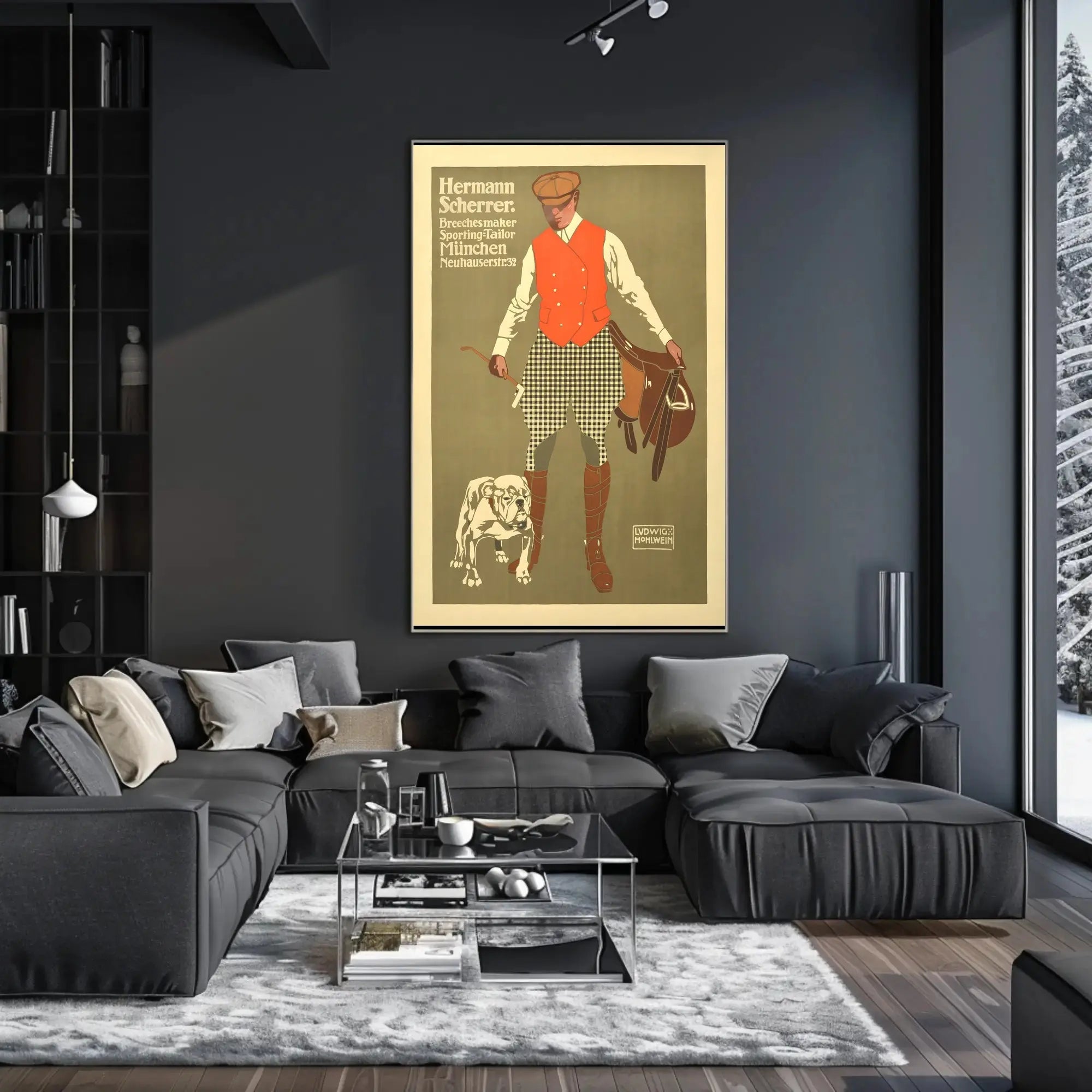 Hermann Scherrer Equestrian Fashion Sporting Tailor Advertisement Poster PosterGoat